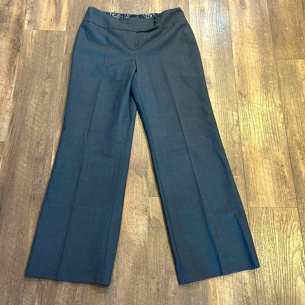 Alfani Gray Wool Shell Wide Leg Pant with Button Detailing Size 10